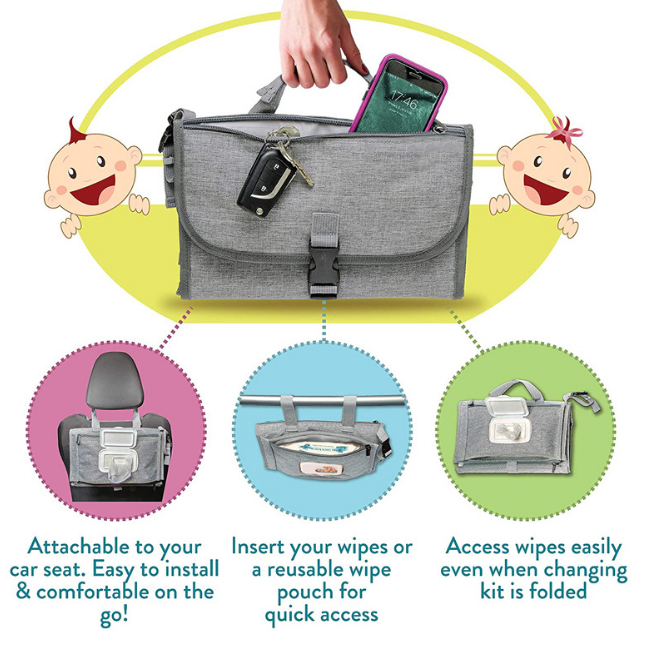 Breathable Waterproof Changing Pad For Baby Travel 35*25cm