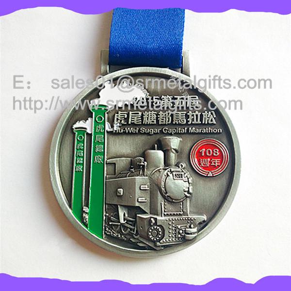 Metal Championship medal with ribbion, enamel sports event medals factory