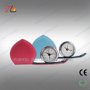 Wholesale Mini folding heart shape leather travel clock alarming clock suitable for young ladies from china suppliers
