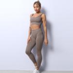 Ultra Leisure Seamless Yoga Sets Perspiration Slipfree Waist Peach Seamless Gym