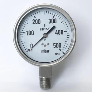 Wholesale EN837-3 500 Mbar Capsule Pressure Gauge 100mm All Stainless Steel Pressure Gauge from china suppliers