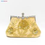 Vintage Floral Beaded Sequin Rhinestone Embroidery Clutch Evening Handbag for