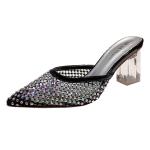 3111-2 Korean Fashion Pointed Shallow High Heeled Shoes Net Red Diamond Sandals