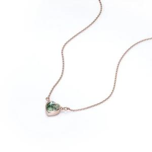Wholesale 925 Silver Simple Natural Light Brilliant Elegant Green Heart Shaped Moss Agate Necklace For Sale from china suppliers