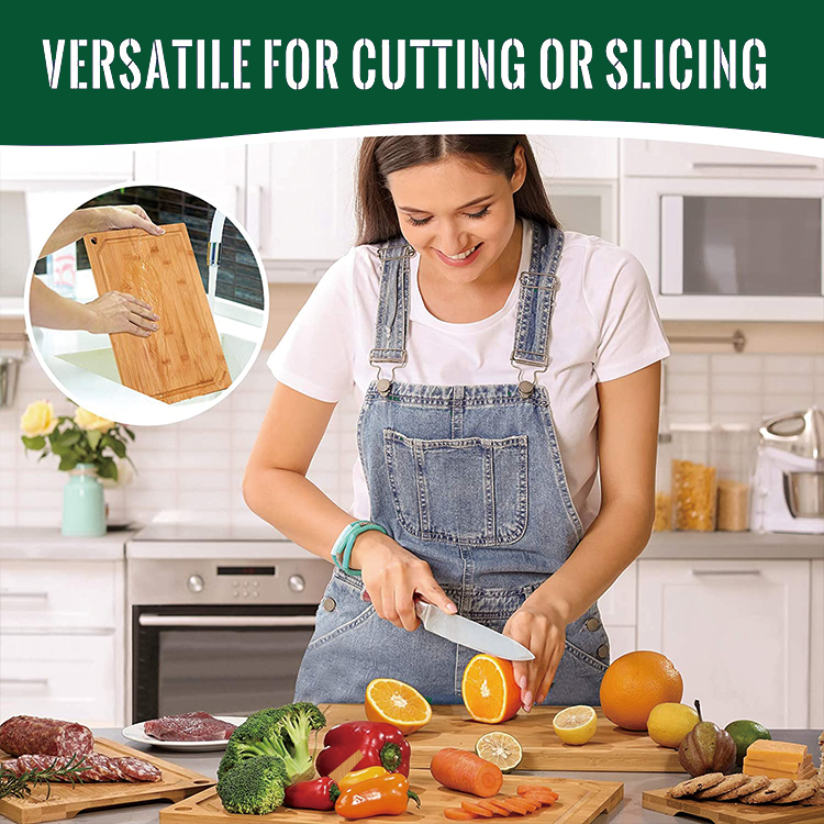Natural Colour Large Bamboo Cutting Board with Customized Design and Rectangle Shape