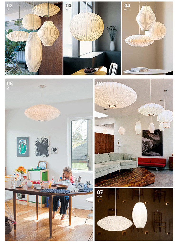 Modern Minimalist Multi Shape Pendant Light Silk Like Nordic Chandelier For Dining Room