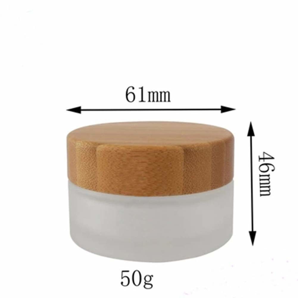 50ml Frosted Glass Cream Jars With Tightly Bamboo Lid And Inner Liner