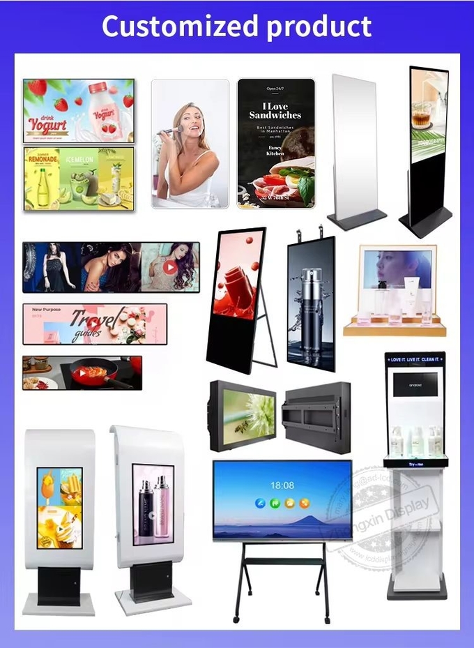 Portable Lcd Advertising Screen 43 49 55 Inch 4K Resolution Double Sided Digital Signage Totem Advertising Display With Webcam