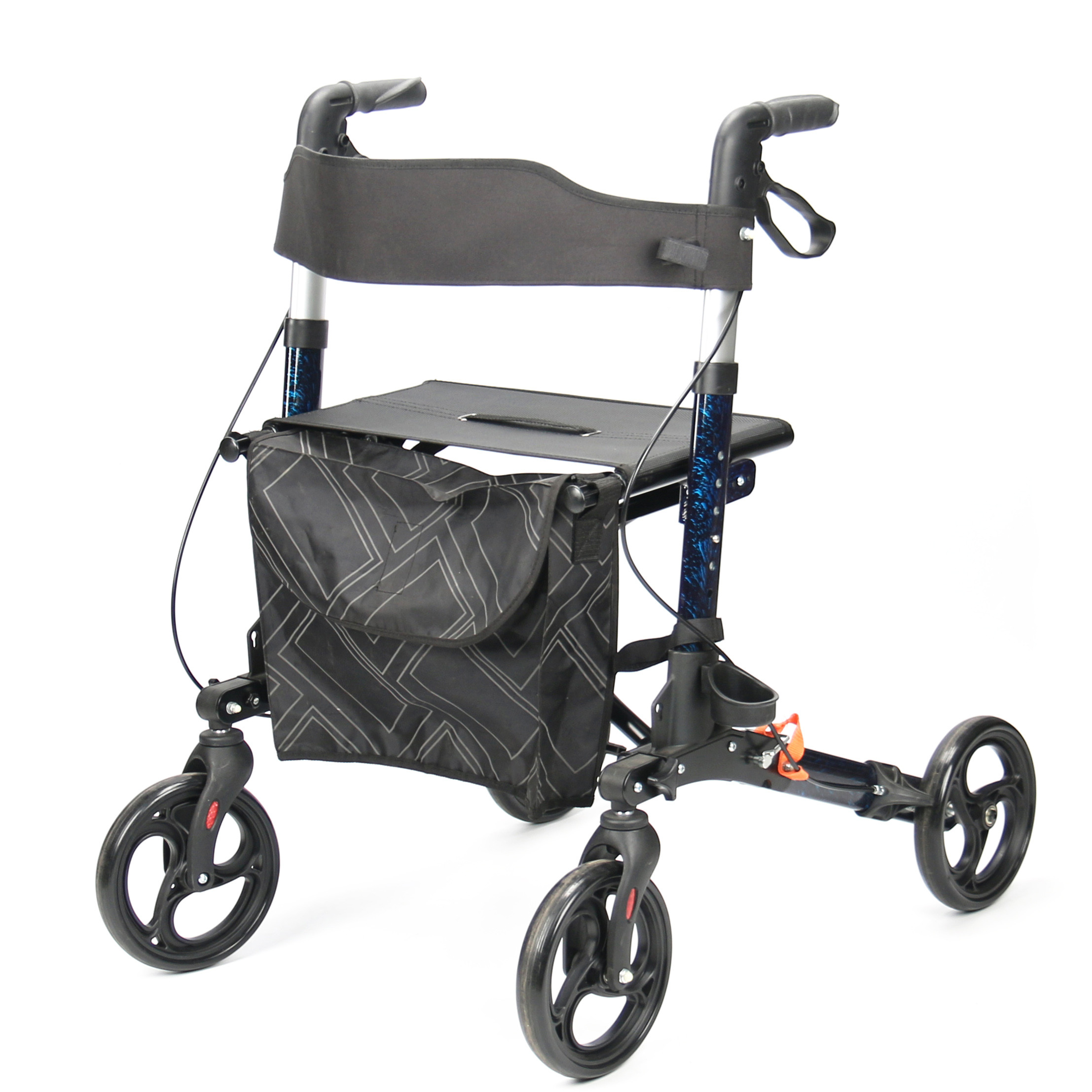 Supermarket Mobility Walking Aids Convenient Push Cart With Seat Basket