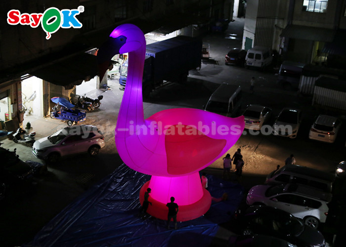 Pink Inflatable Cartoon Characters , 10m High Giant Inflatable Flamingo
