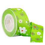 Green Printed Sunflower 3mm Custom Grosgrain Ribbon