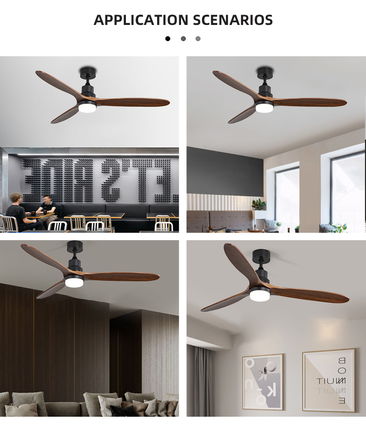 Indoor Remote Control 1500LM Solid Wood Ceiling Fan Light 120V 3000-5000K