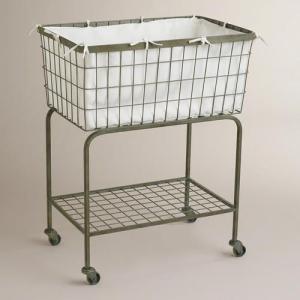 Wholesale 2 Tier Heavy Gauge Iron Wire Laundry Basket House Hold Organizer 810x400x730 mm from china suppliers