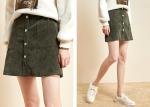 Olive Green 2020 Youth Skirt Corduroy Short Dress Fashion Trender 100% Cotton