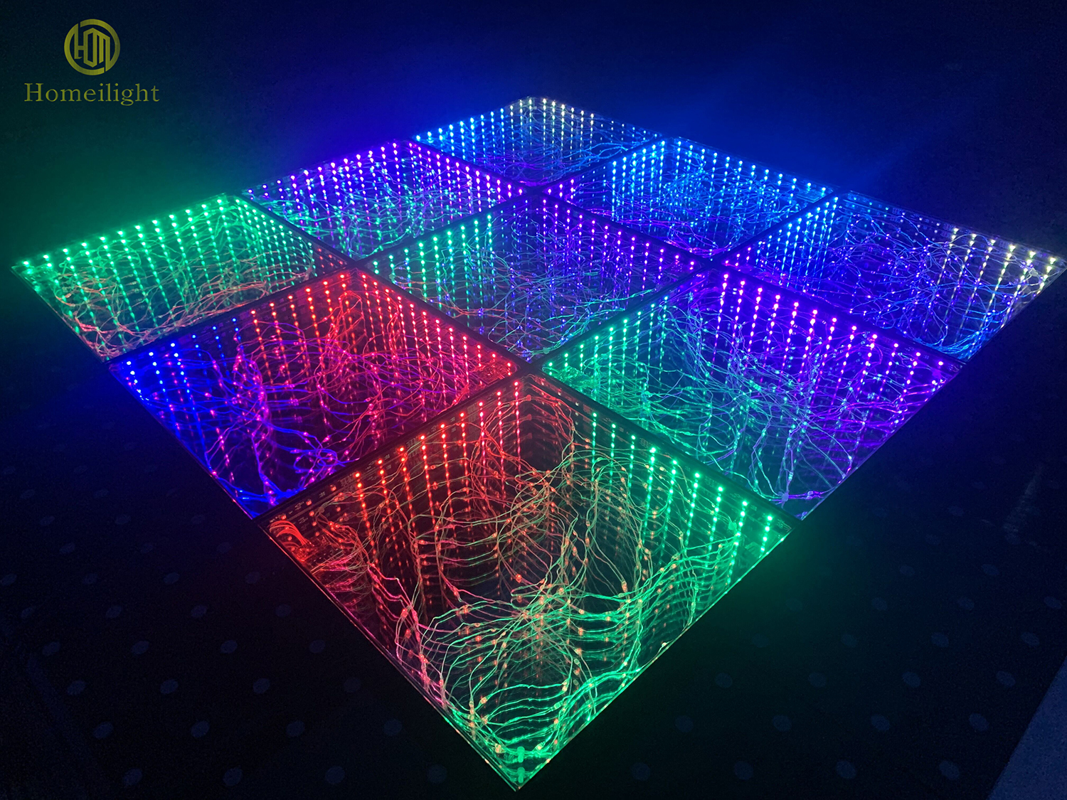 RGB 3in1 Luminous Starry Golden LEDs Floor Tiles 3D 50*50cm Mirror Dance Floor for Party Wedding