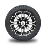 12 Inches Machiend/Black Golf Cart Wheels And 215/35-12 DOT Street Tires Combo 4