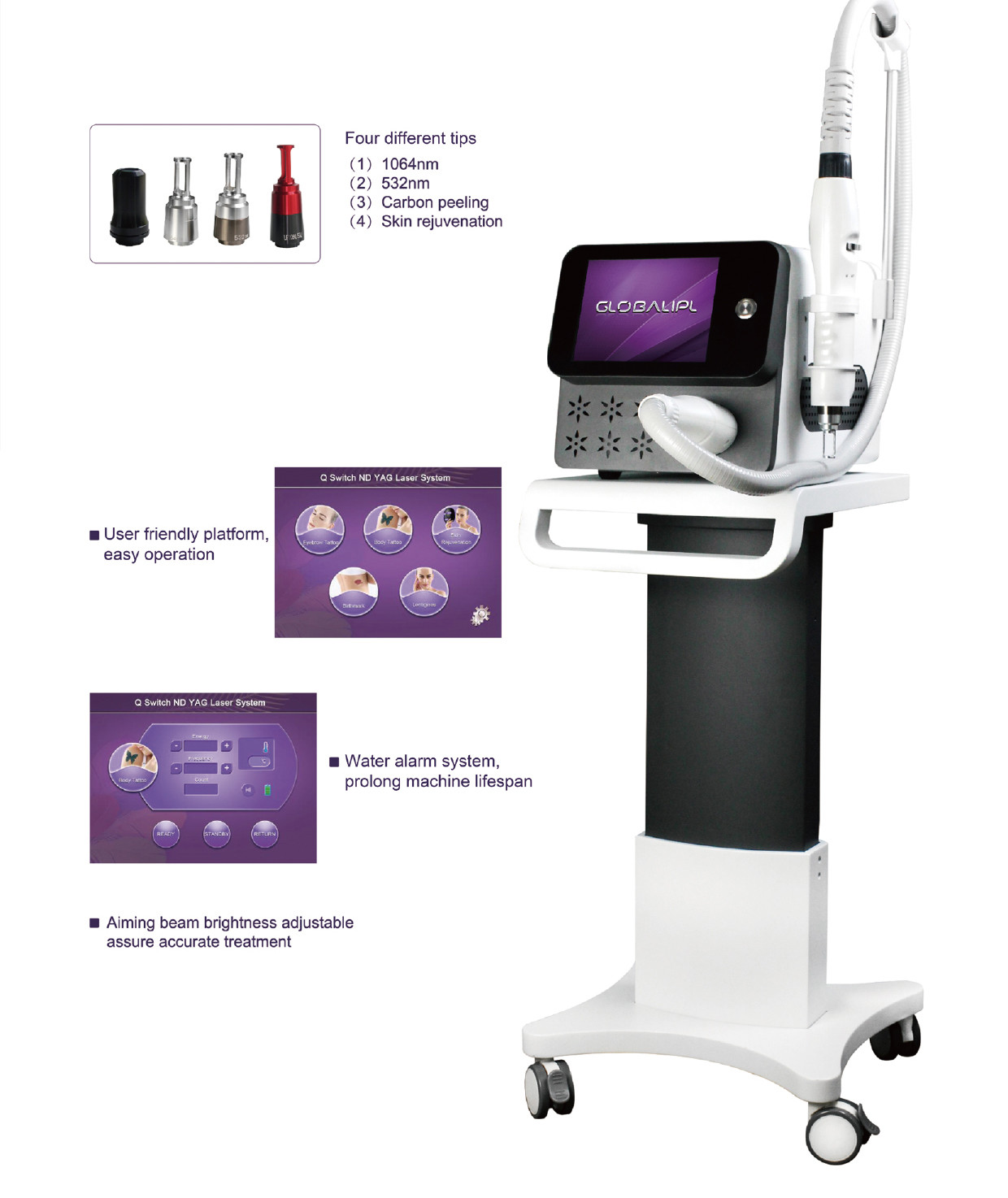 Tattoo Removal 6Hz Picosecond 1064nm ND YAG Laser Machine
