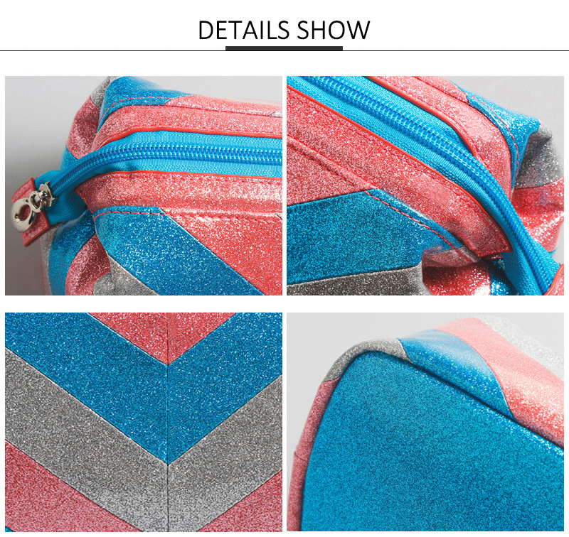 Portable Waterproof Glitter PU Zipper Makeup Bag