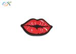 Womens Dress Iron On Embroidered Patches Red Lips Logo Heat / Scissor Cut Border