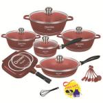 Wholesale Top Seller Multifunction 23pcs Red Cooking Pot Set Non Stick Ollas Non
