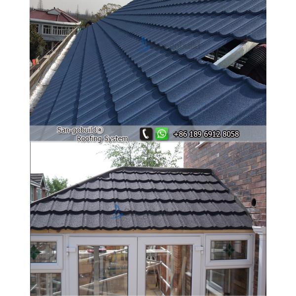 German Lightweight Stone Chips Coated Type Steel Roofing / Metal Galvanized Steel Shingle Roof Tiles