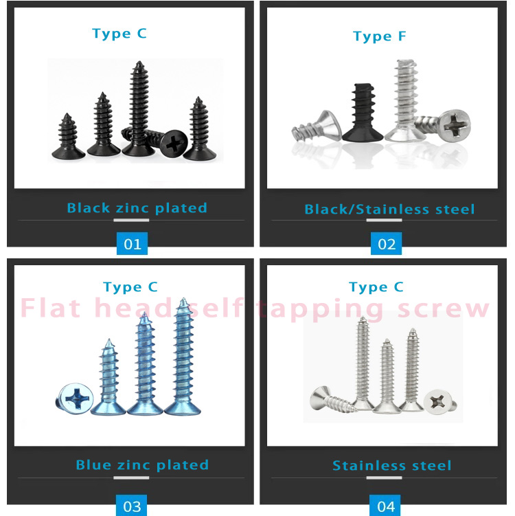 Metric Phillips Flat Head Timber Wood Strength Galvanized Self Tapping Screws ISO Standard
