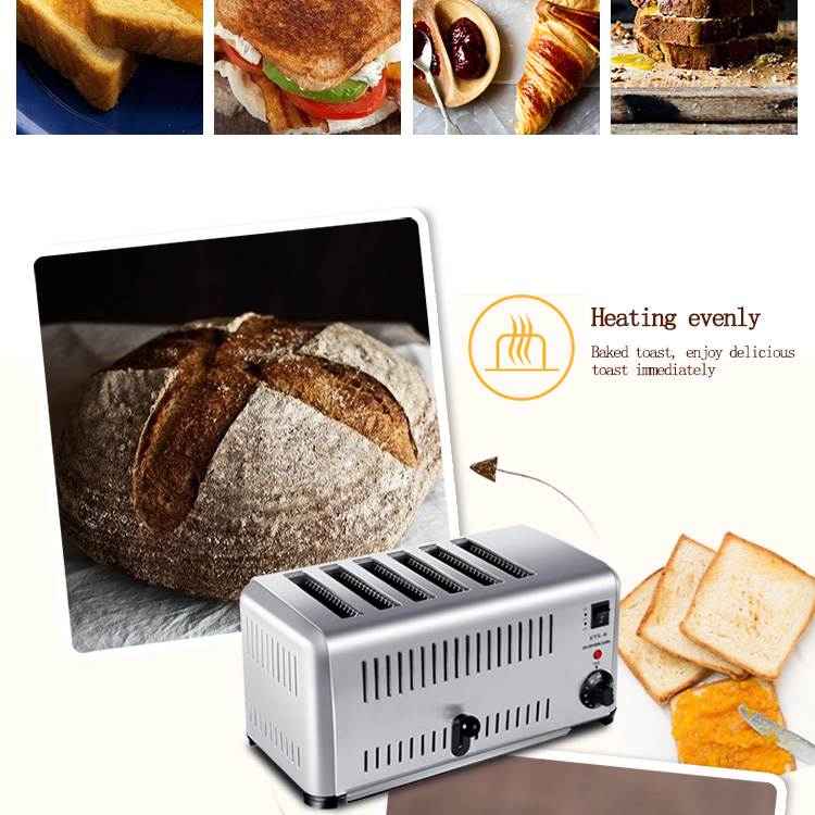 2500W Power Stainless Steel 6-Slice Toaster Breakfast Machine with ' Needs in Mind