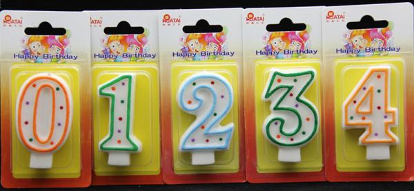 Best-selling Number Candle unique Colorful polka dot number birthday candle With