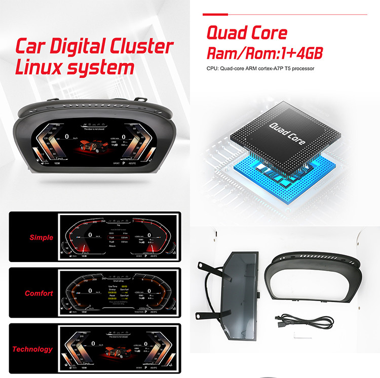 Digital Dash Cluster For BMW X5 Digital Instrument Cluster 12.3'' IPS Screen Easy Installation With 4 Theme Choices