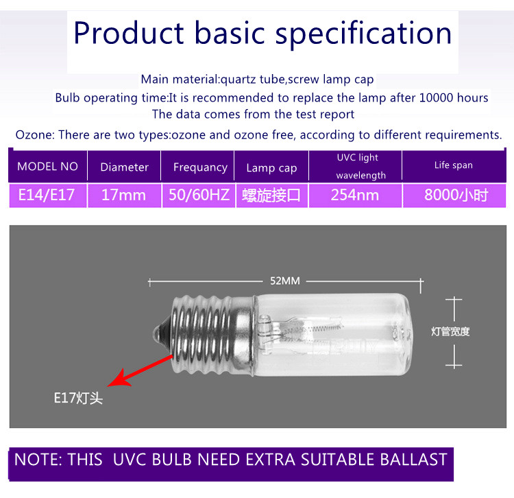 self ballast UVC bulbs eliminate pathogens purify water and air