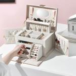 White Fashion Jewelry Box Display Cases Multipurpose Jewellery Showcase Box