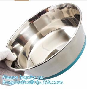 Wholesale Premium Colorful Dog Water Food Bowl, Dog Food Bowls Pet Feeder Bowls with Mat, Bamboo fiber durable dog feeding covered from china suppliers