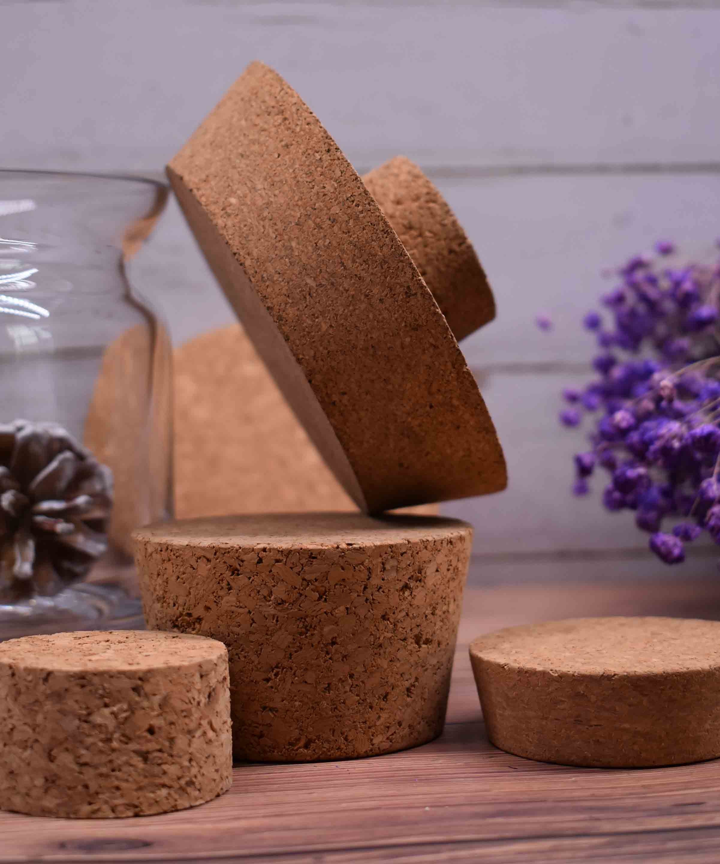 Yuelin Agglomerated Tapered Cork Lid With Holding Knob Glass Canister FDA
