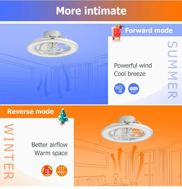 6 Speeds Adjustable Ceiling Fan Hidden Blades Remote Control LED Light Source 1stshine