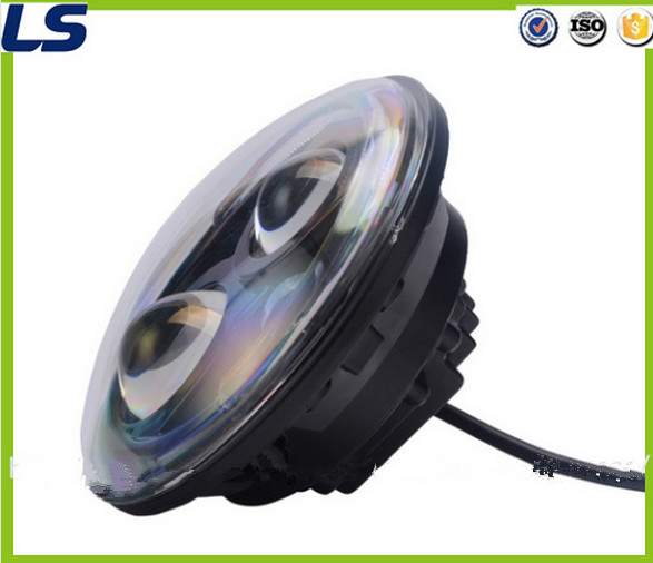 For Jeep Wrangler JK Hamburger 7 Inch LED Round Head Light Lamp with Ring