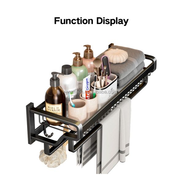 3tier Multi Corner Shower Caddy Metal Wall Mount Hanging Bathroom Shelves Storage Shelf Folding Towel Organizer Drying Rack Set