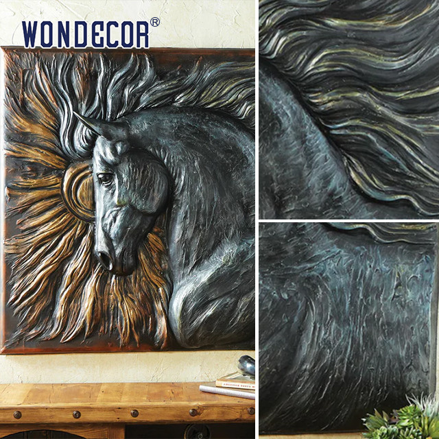 High Durability Metal Wall Art Sculpture Interior Large Bronze Horse Decoration