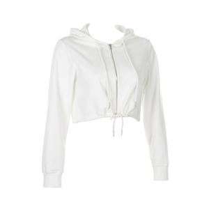 Wholesale Manufacturer Women Spring Fall Drawstring Crop Top Sweatshirt Full Zipper Hoodies from china suppliers