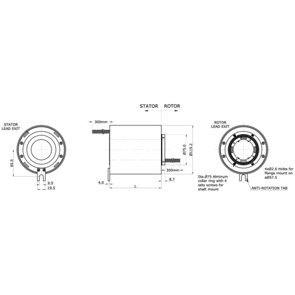 Multi Circuit Through Bore Slip Ring For Military Devices / Radar Antennas / Robotics