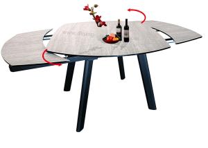 Wholesale HPL Topped Tempered Glass Dining Table 1.7 Meter Powder Coating Finish from china suppliers