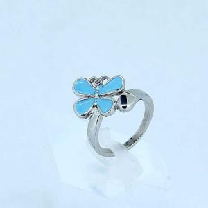 Wholesale FAshion 316L Stainless Steel Flower Ring With Light Blue Enamel LRX081 from china suppliers