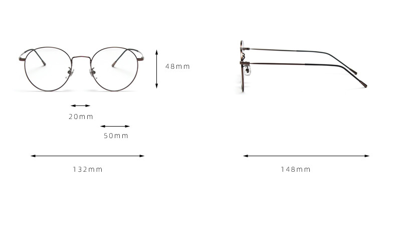 Korean Retro Flat Reading Glasses 132MM Men Metal Kick Myopia Control BSCI