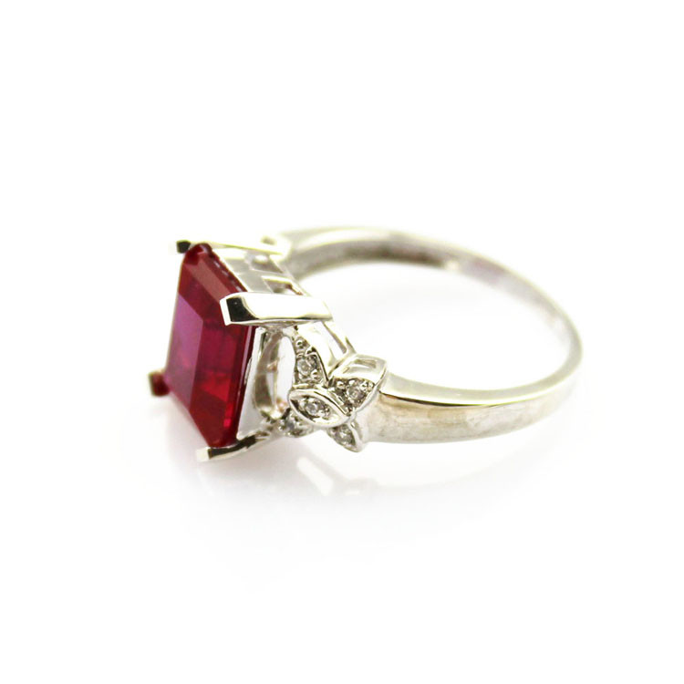 Women Fashion Jewelry 925 Silver Ring 8mmx10mm Ruby Cubic Zircon(JY022)