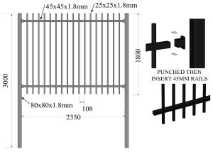 Wholesale 1800mm High X 2400mm Wide Two Rails*40X40X2.0 Upright*25X25X1.6 Powder Coated Black from china suppliers