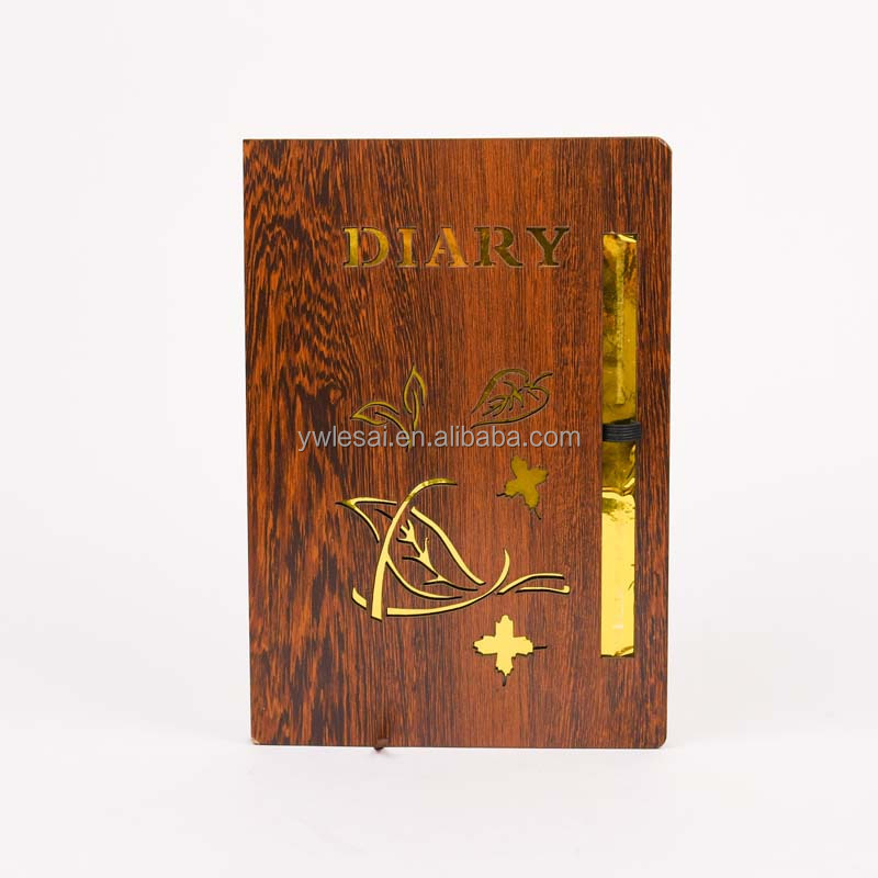 A5 Size Notepad Custom Printed Luxury Bamboo Wood Cover Notebook for Business Gift