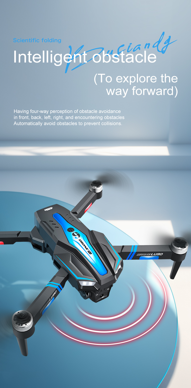Beginner Drones Three-axis Flow Positioning Brushless Mini Foldable Drone with Infrared Obstacle Avoidance and 4k Camera