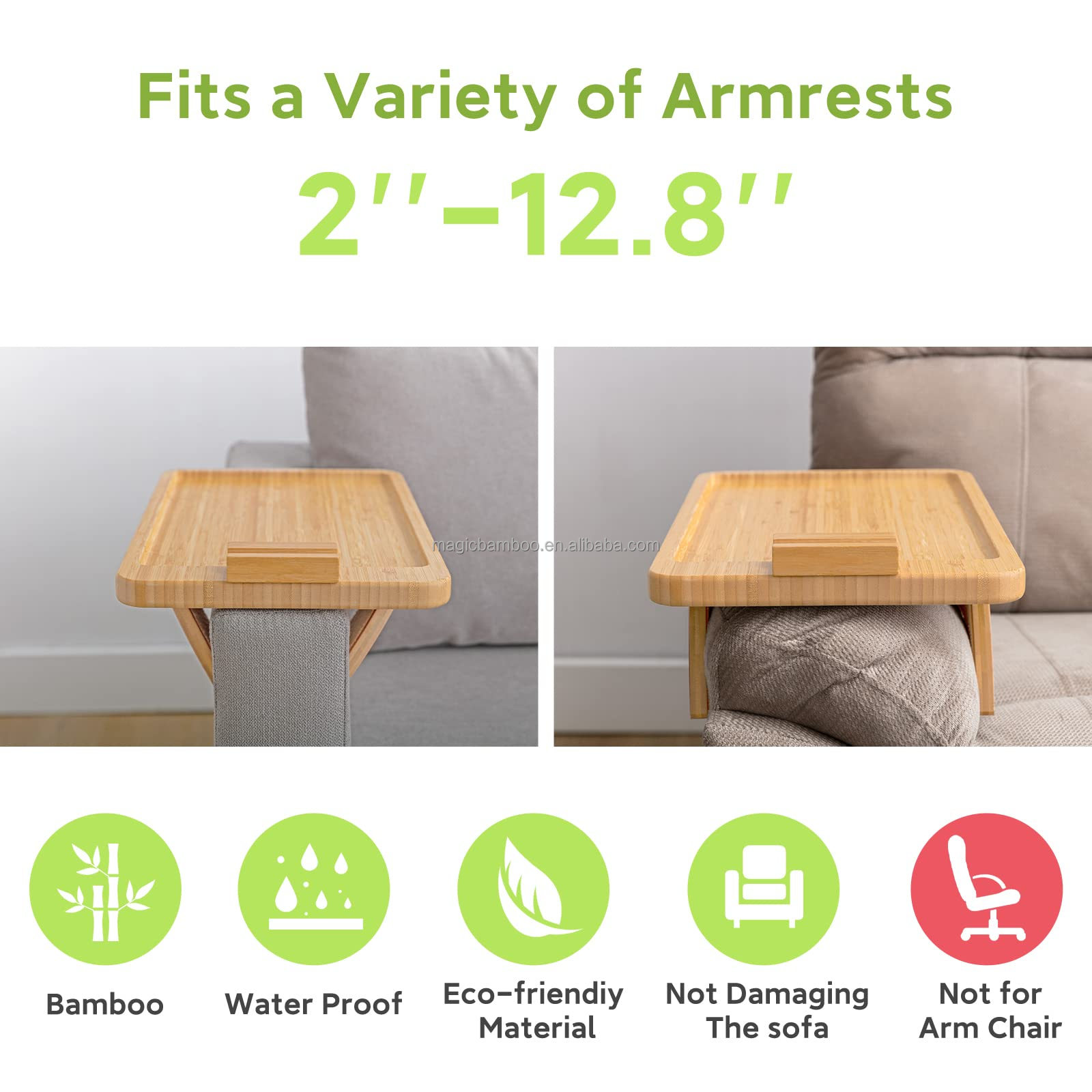 Rotating Holder Foldable Couch Tray for Wide Arm Sofas Rectangle 38.87 X 24.9 X 4.32CM