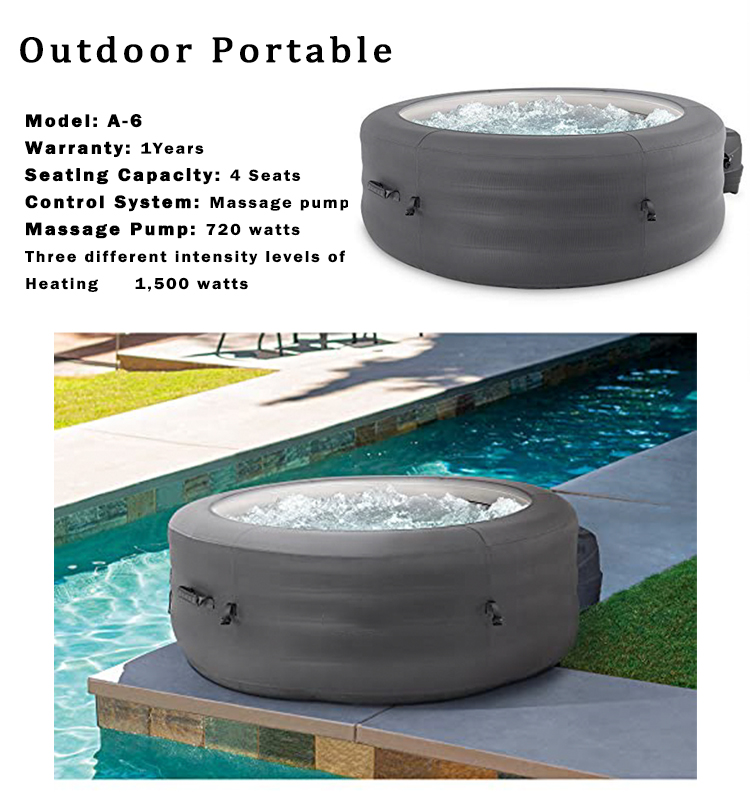 Portable Outdoor Message Inflatable Bathtub Hot Tub Spa With Cover