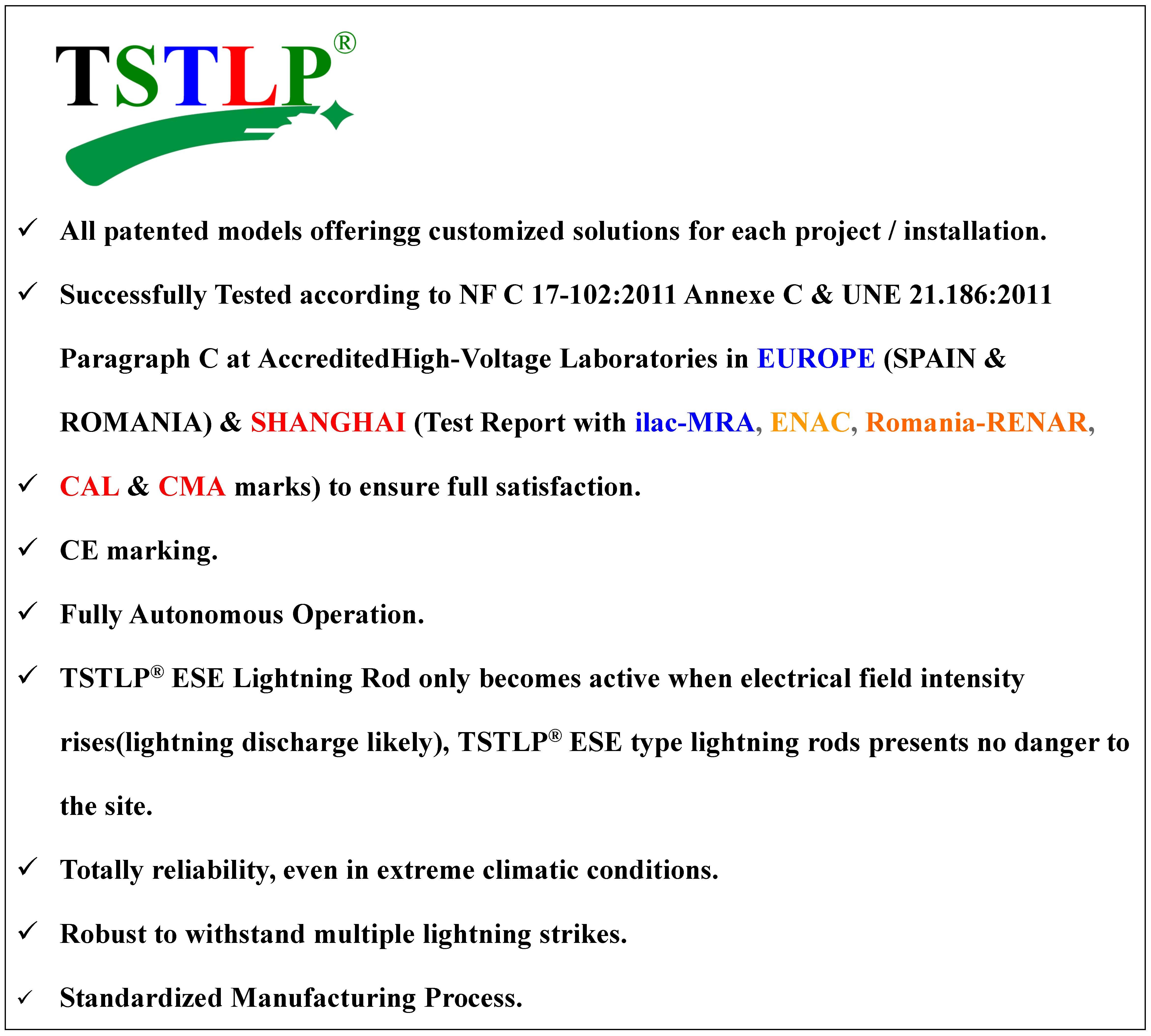 Residential ESE Lightning Protection System 120 Meters Max Radius Protection