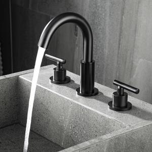 China 8In Widespread Bathroom Sink Faucet Matte Black Centerset Faucet on sale